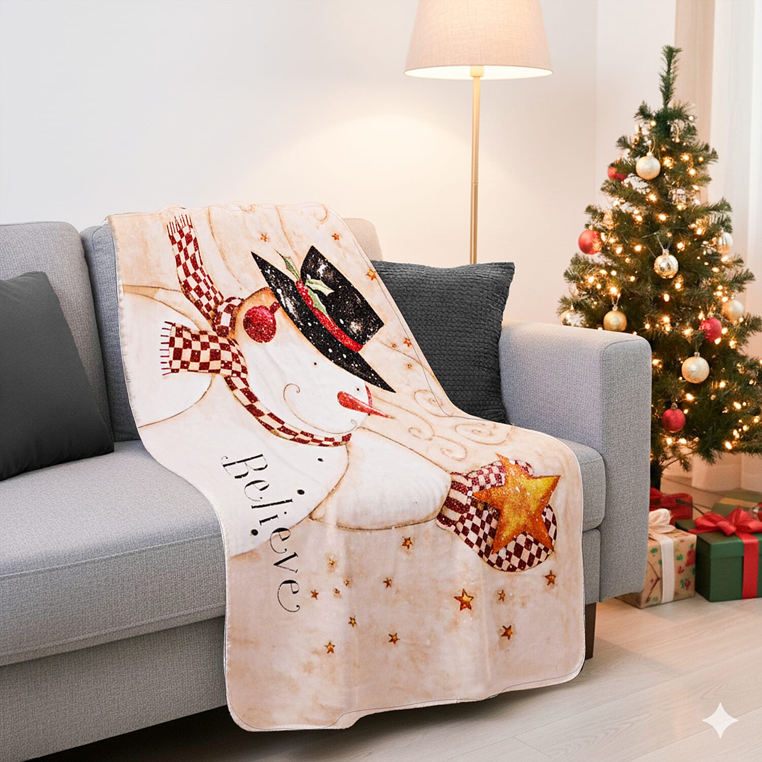 Snowman Digital Print Throw (220gsm) - Yellow 8181729 2