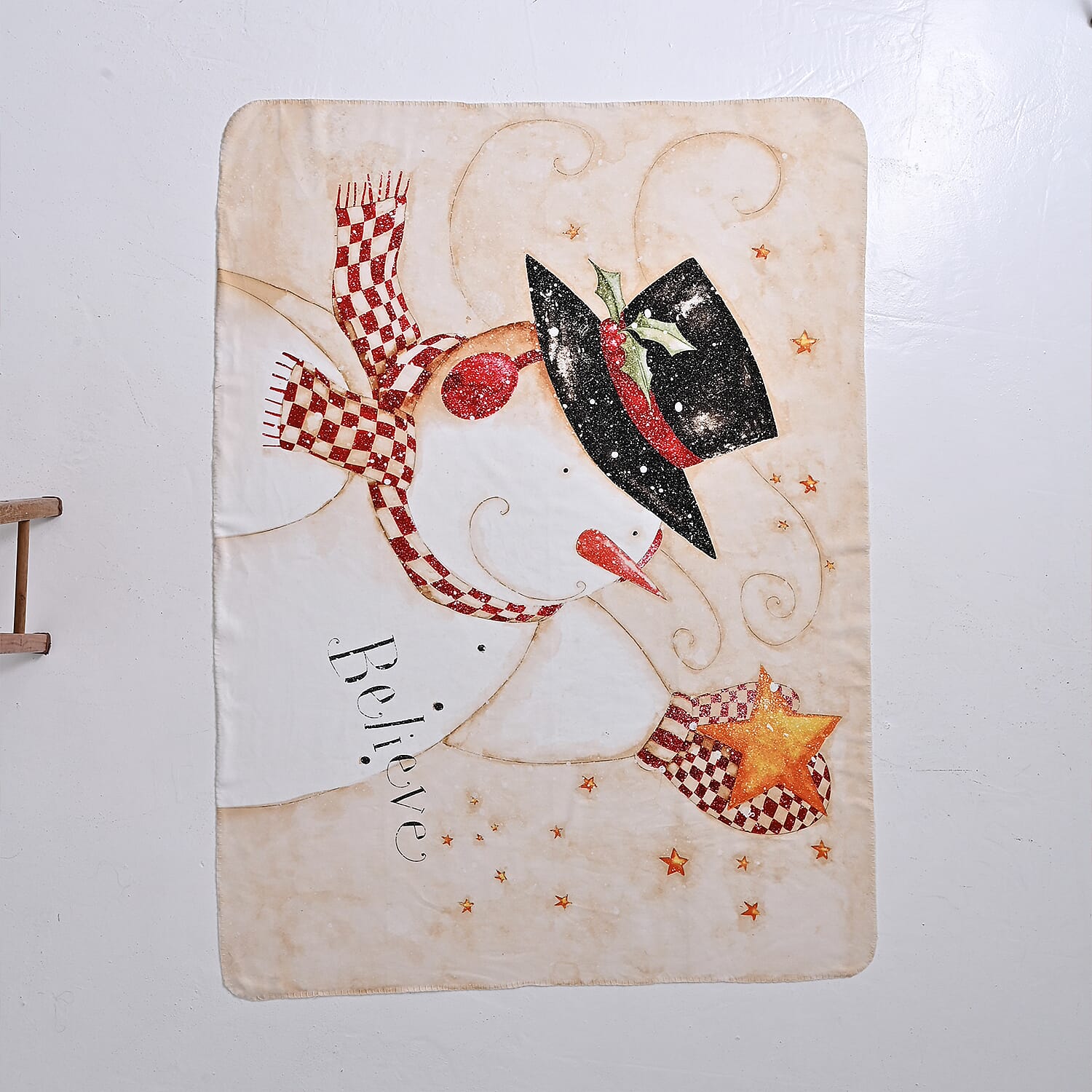 Snowman Digital Print Throw (220gsm) - Yellow 8181729 5