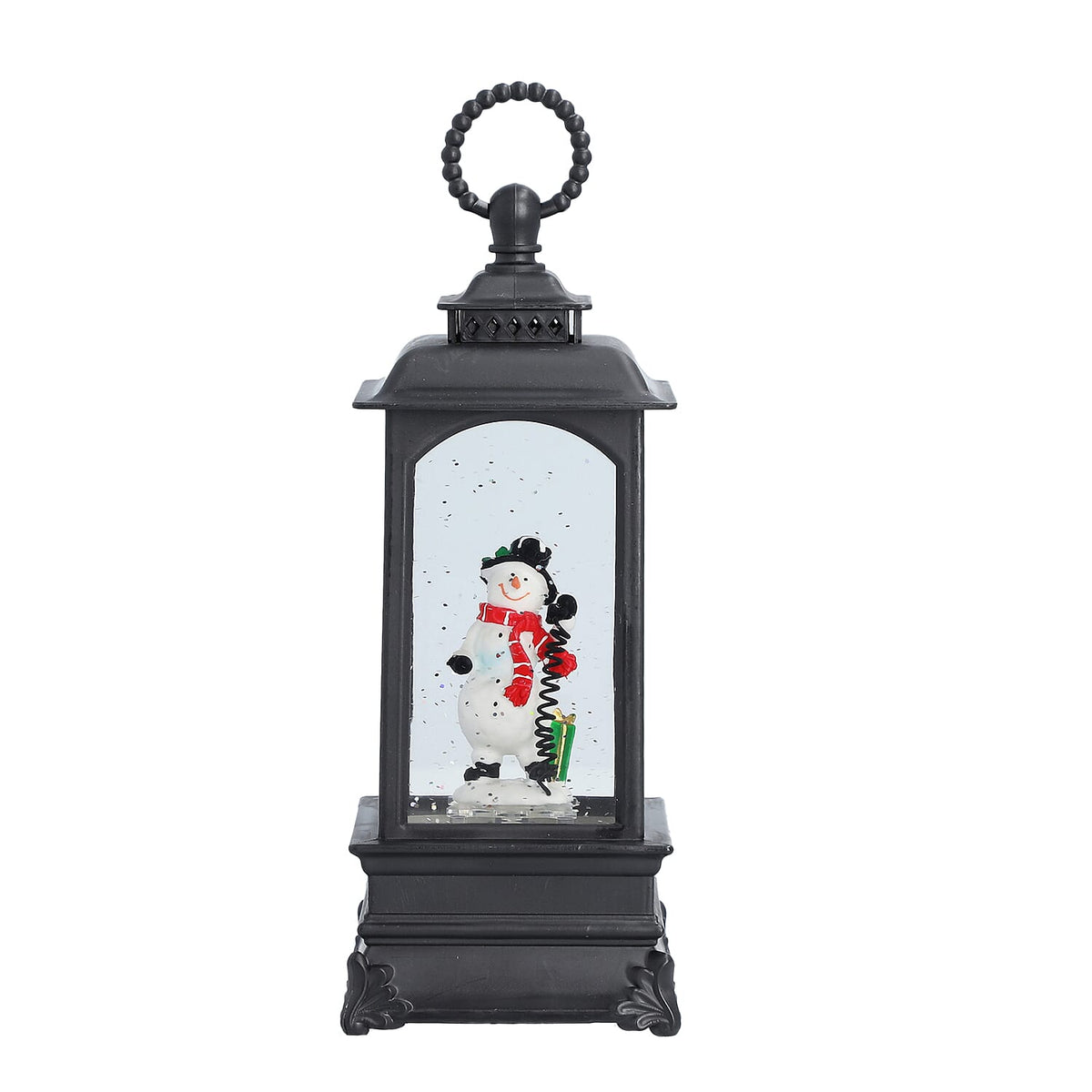 Snowman Lantern with Glitter and Warm Light - Black 7370201 0
