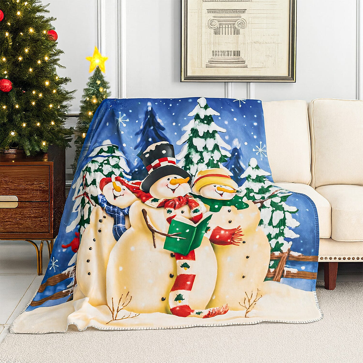 Snowy Christmas Digital Printed Cozy Fleece 220 GSM Blanket (130 x170cm) 8186910 0