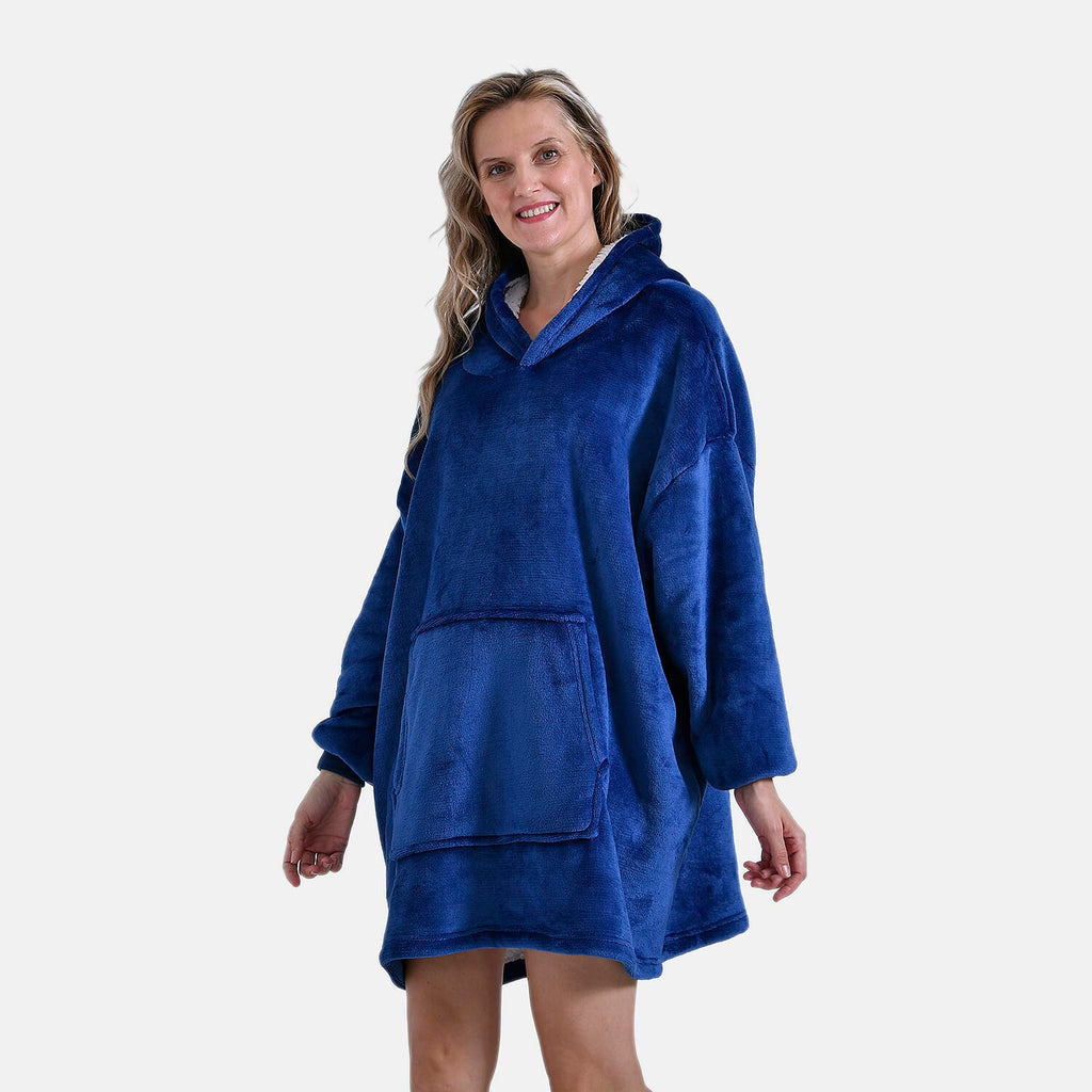 Snuggle Huggle Sherpa Fleece Hoodie - Blue