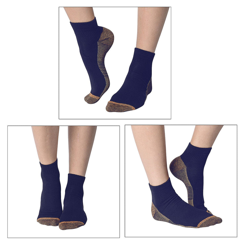 4 Pairs Antibacterial Copper Infused Compression Socks (Size L-XL,) - Multi