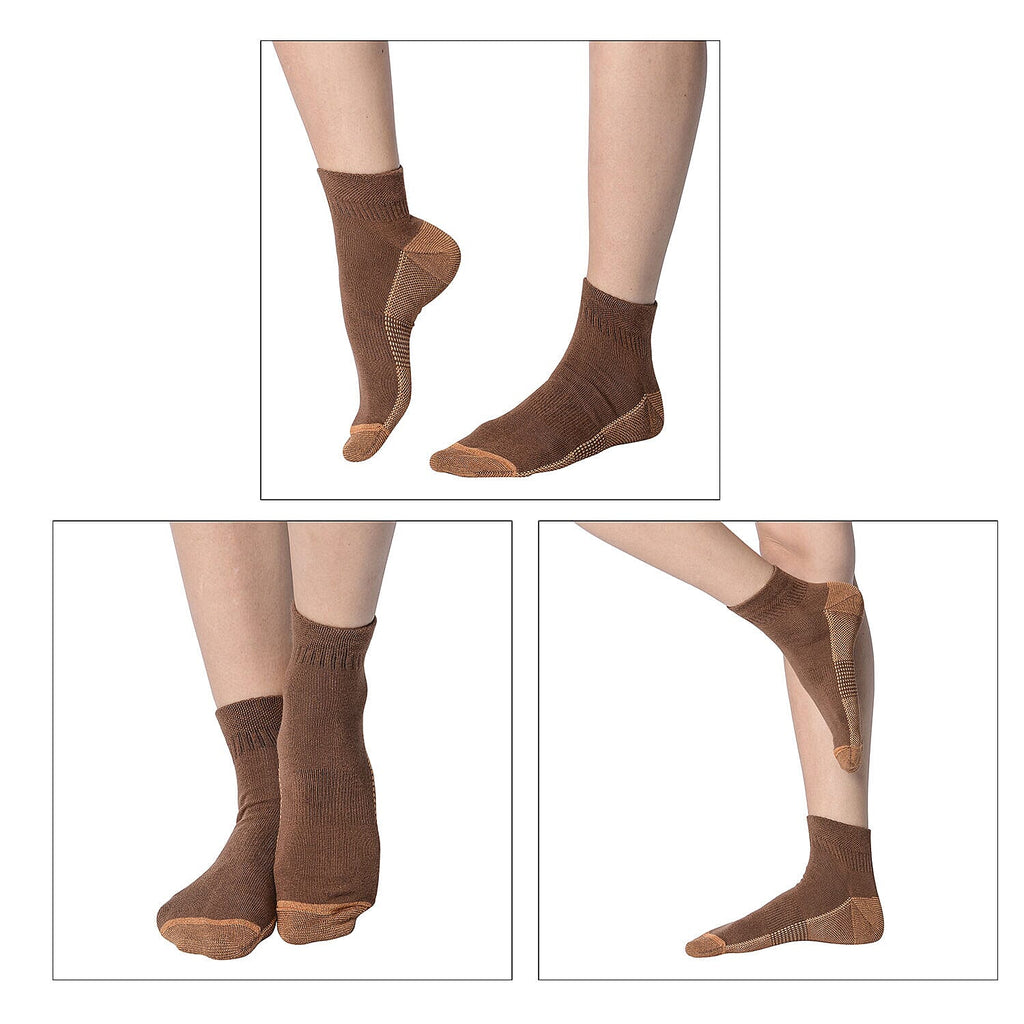 4 Pairs Antibacterial Copper Infused Compression Socks (Size L-XL,) - Multi