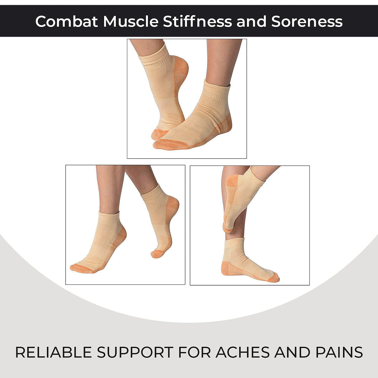4 Pairs Antibacterial Copper Infused Compression Socks (Size L-XL, 9-13) - Orange 7674667 2