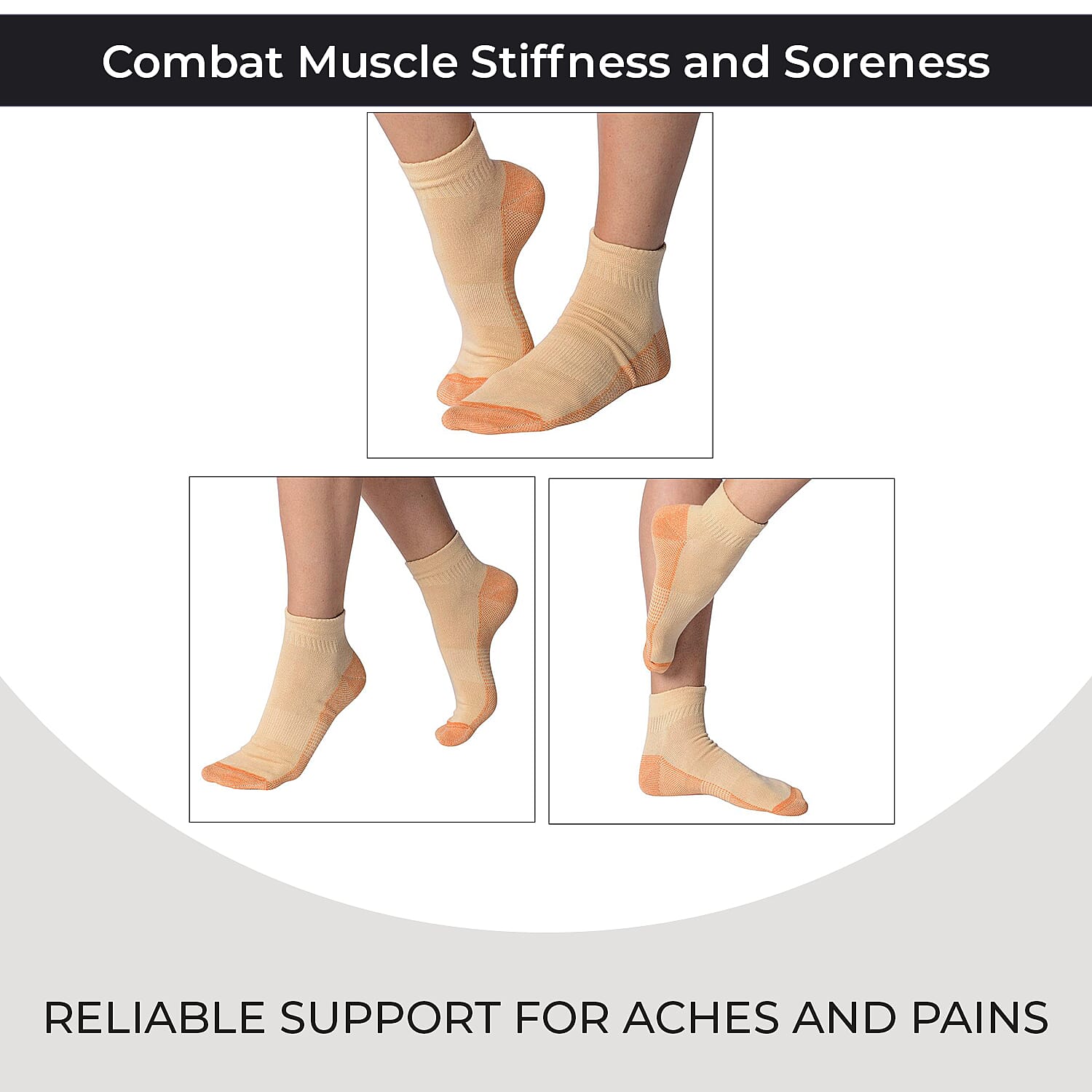 4 Pairs Antibacterial Copper Infused Compression Socks (Size L-XL, 9-13) - Orange 7674667 2