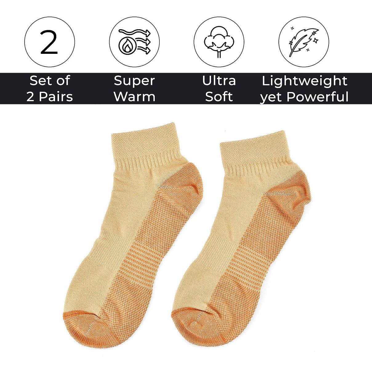 4 Pairs Antibacterial Copper Infused Compression Socks (Size L-XL, 9-13) - Orange 7674667 3