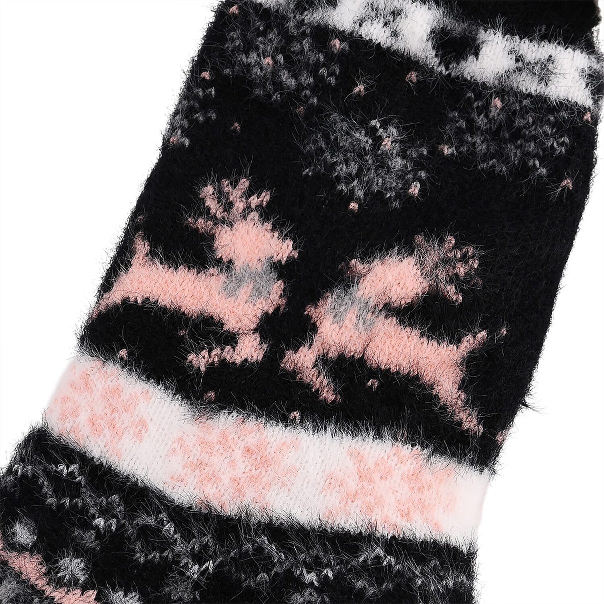 Christmas Pattern Warm Sherpa Socks - Black &amp; Pink V32526499 3