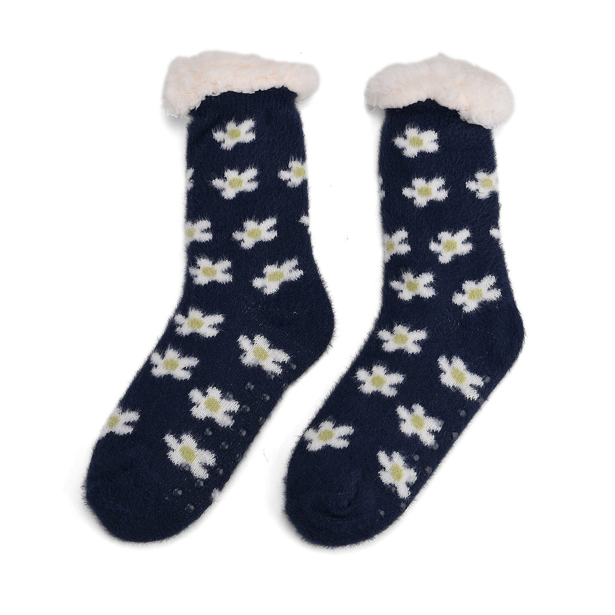 LIVMORE Floral Print Sherpa-Lined Thermal Fleece Socks (One Size) 8204211 0