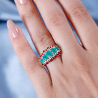 Rare Find - Emerald & Cherry Fire Opal Ring in Rhodium Overlay Sterling Silver 1.75 Ct.