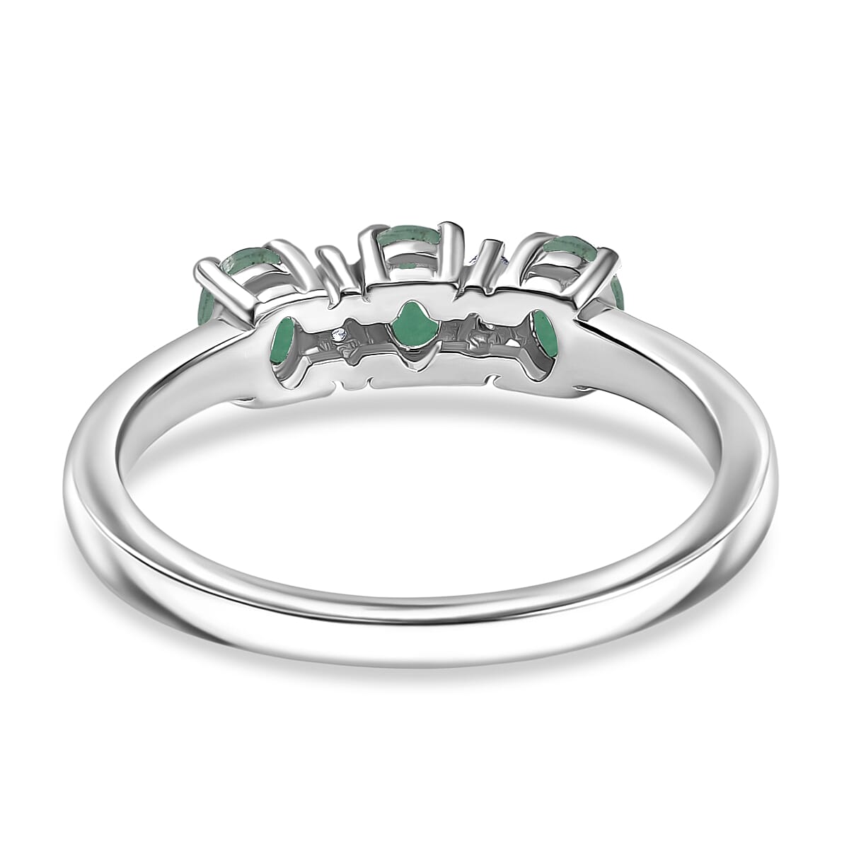 Socoto Emerald, White Zircon 3-Stone Ring in Platinum Overlay Sterling Silver 8134344 4