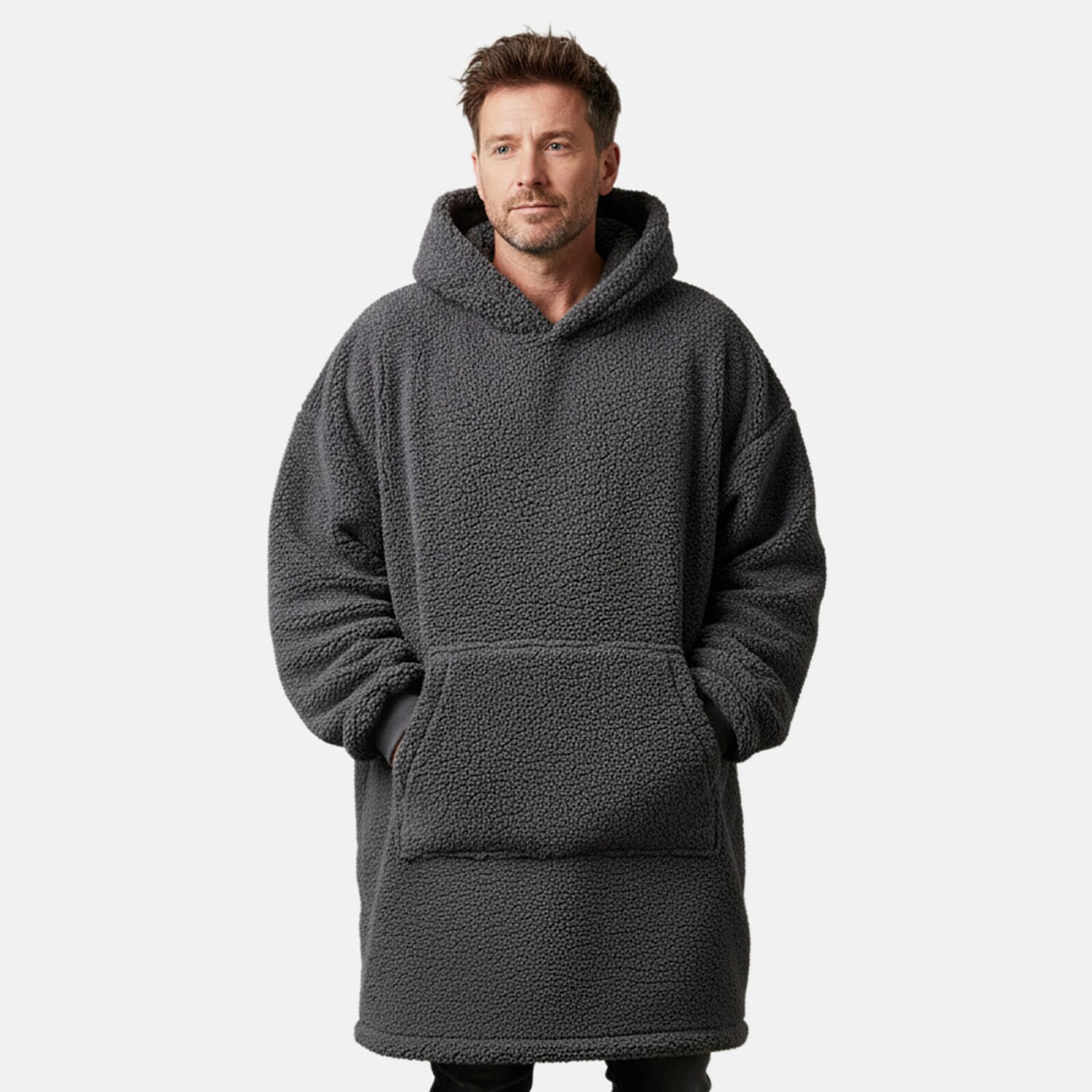 Slumber Hut - Soft Sherpa Style Blanket Hoodie (One Size) - Dark Grey 8319790 1