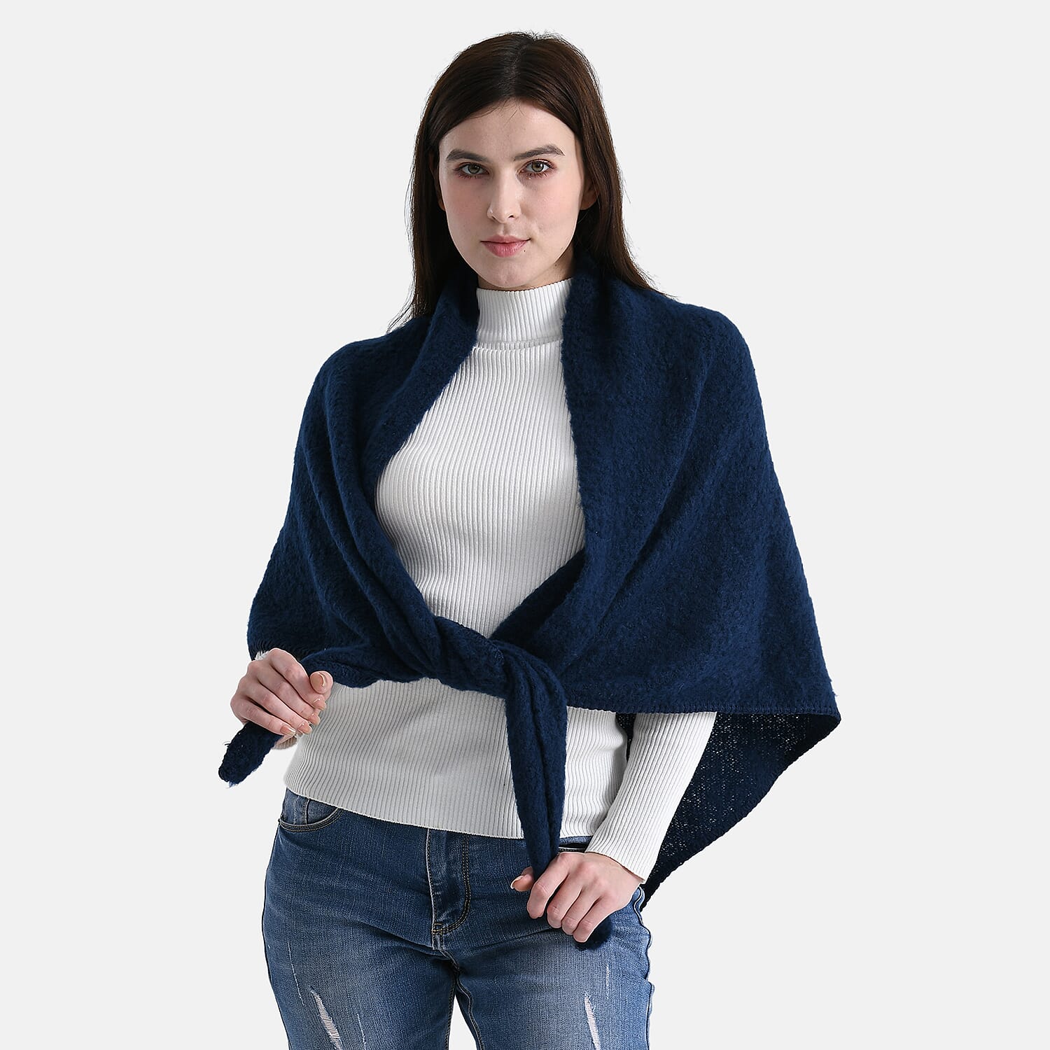 Soft Touch Large Knitted Scarf (200 x 80cm) - Navy 8233509 5
