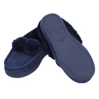 Soft and Comfy Rabbit Pattern Anti-Slip Sole Faux Fur Slippers (Size 3- 4) - Navy Blue