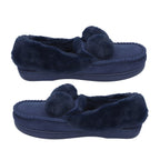 Soft and Comfy Rabbit Pattern Anti-Slip Sole Faux Fur Slippers (Size 3- 4) - Navy Blue