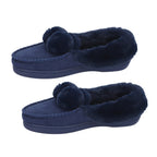 Soft and Comfy Rabbit Pattern Anti-Slip Sole Faux Fur Slippers (Size 3- 4) - Navy Blue