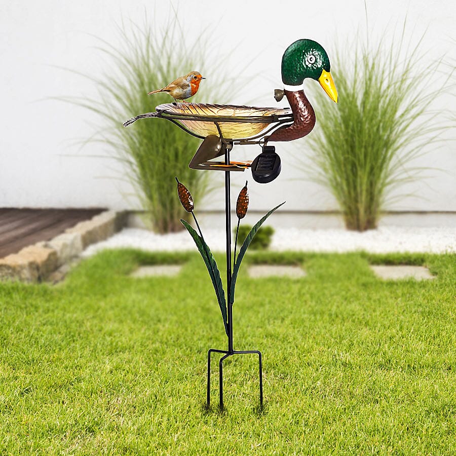 Solar-Powered Garden Birdbath for Birds Garden Accessories - Duck 6064113 0