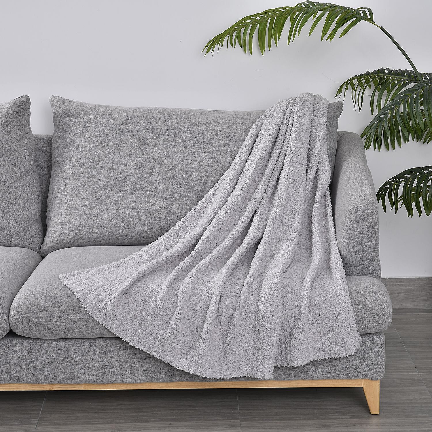 Solid Colour Cozy Microfiber Knitted Blanket - Grey 7154074 0