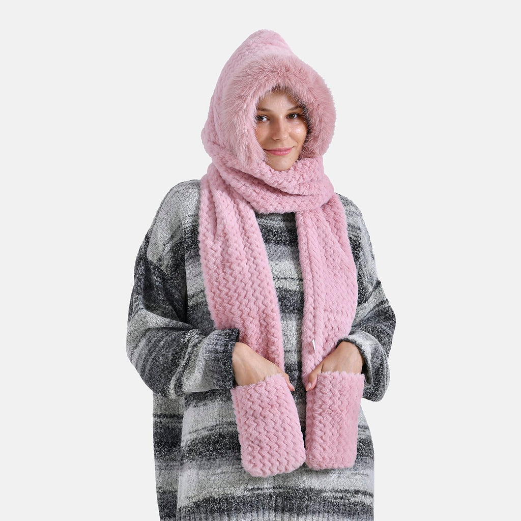 3 in 1 Hooded Scarf - Pink