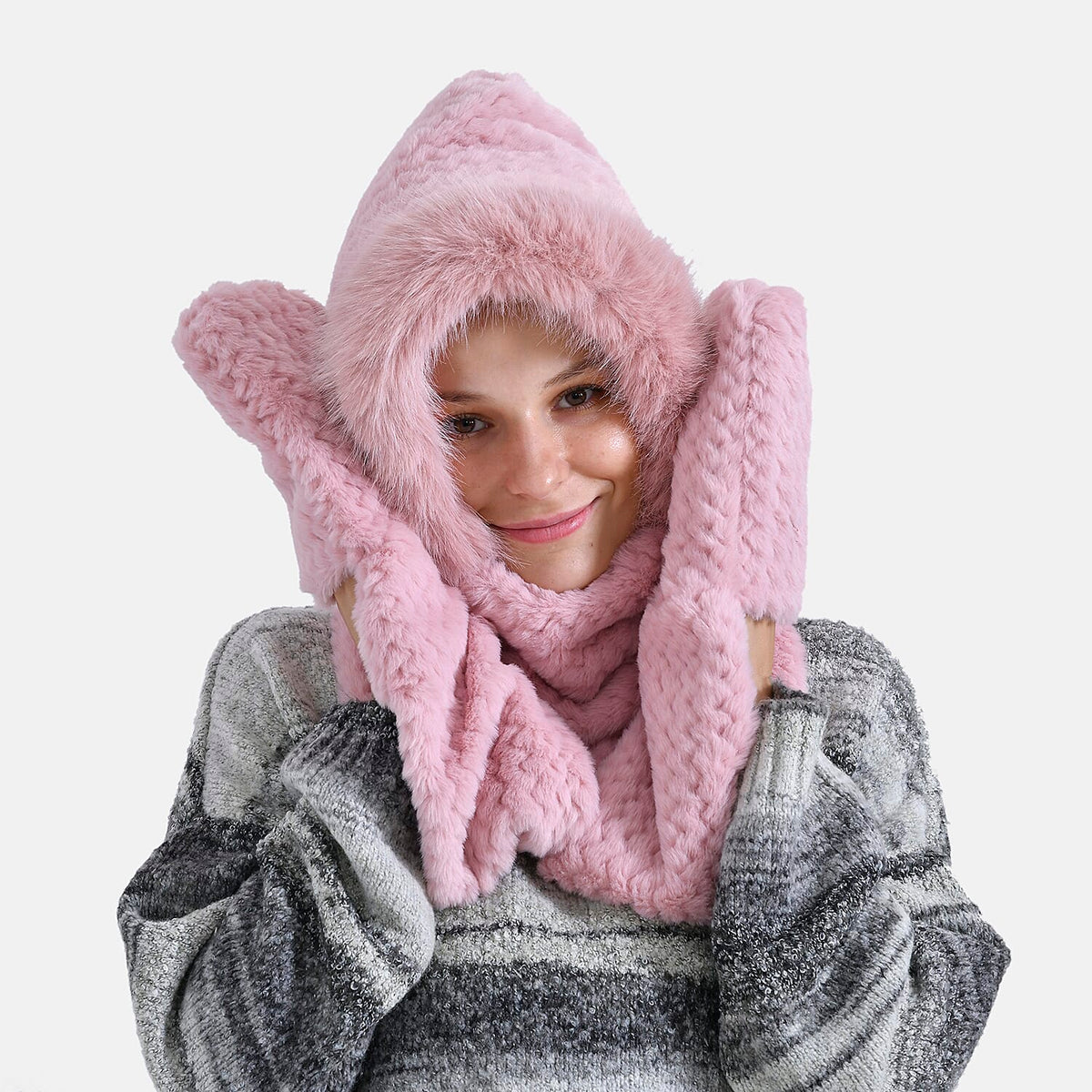 3 in 1 Hooded Scarf (One Size, 220x13 cm) - Pink 7847535 3