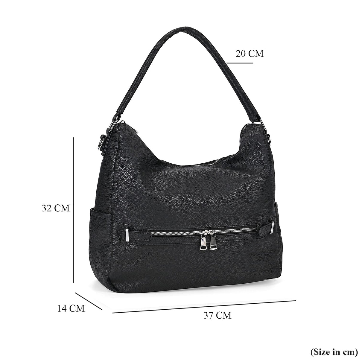 Solid Hobo Style Shoulder Bag - Black 7842235 14