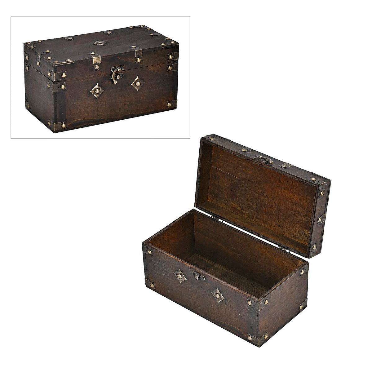 Solid Antique European Style Wooden Box -  Brown 7695979 0