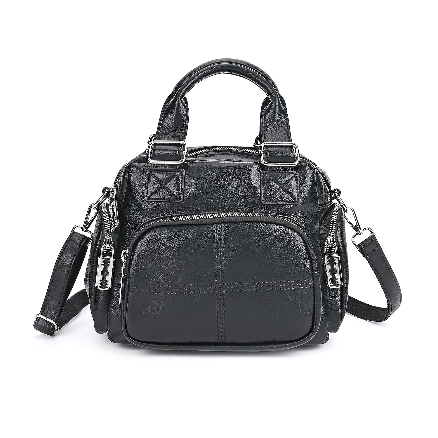 Solid Multi Pocket Crossbody Bag (Size 27x15x19 cm) - Black 7844103 7