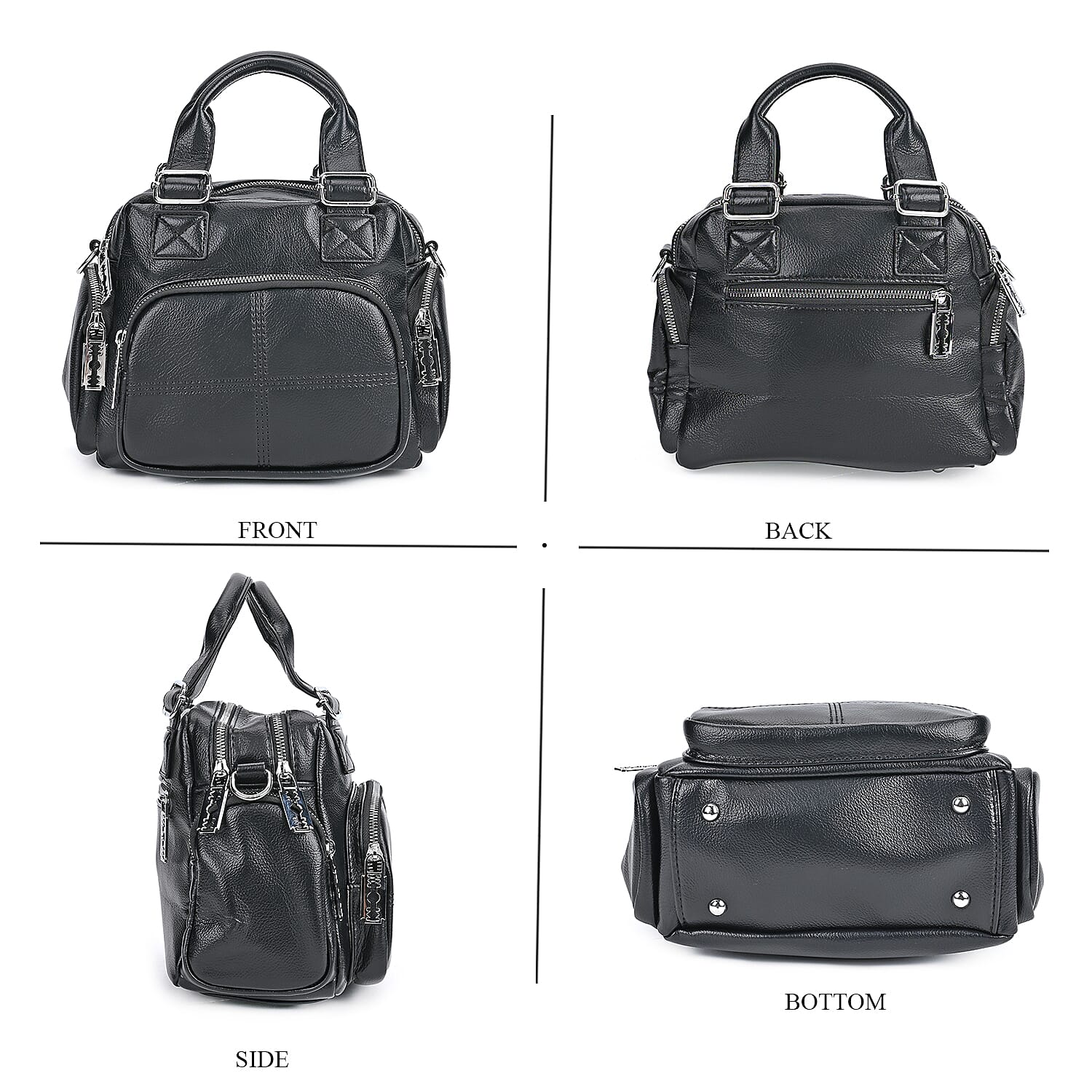 Solid Multi Pocket Crossbody Bag (Size 27x15x19 cm) - Black 7844103 10