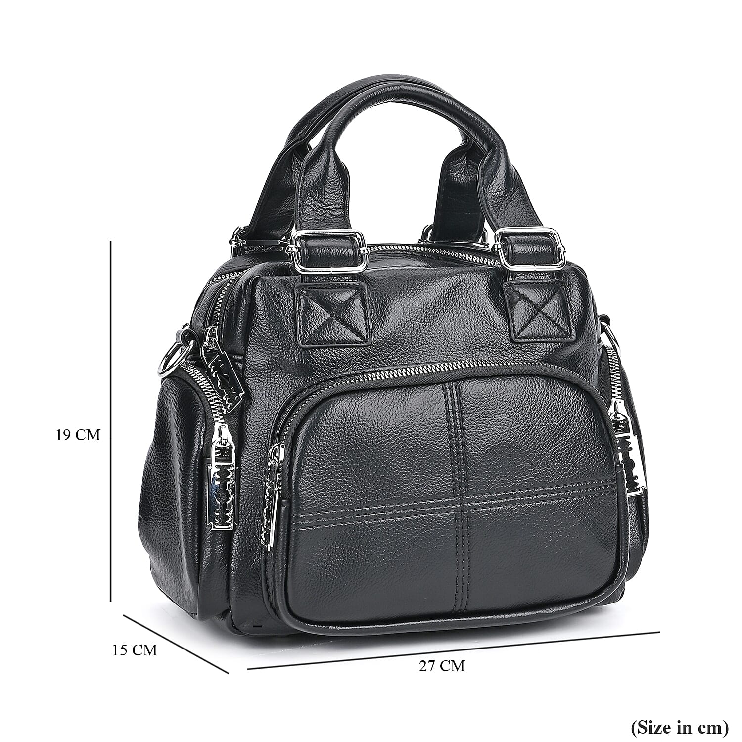 Solid Multi Pocket Crossbody Bag (Size 27x15x19 cm) - Black 7844103 13