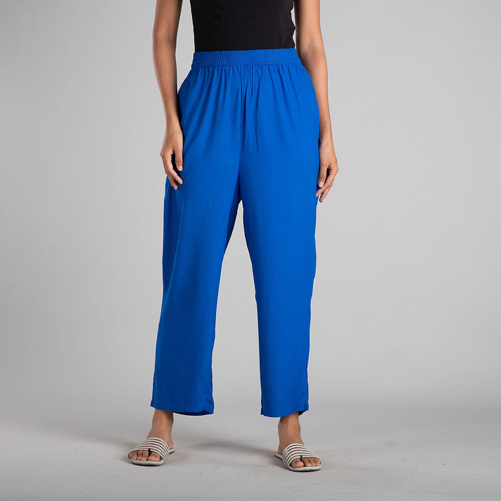 Solid Pattern High-Rise Women's Trousers - Maroon 6527728 1
