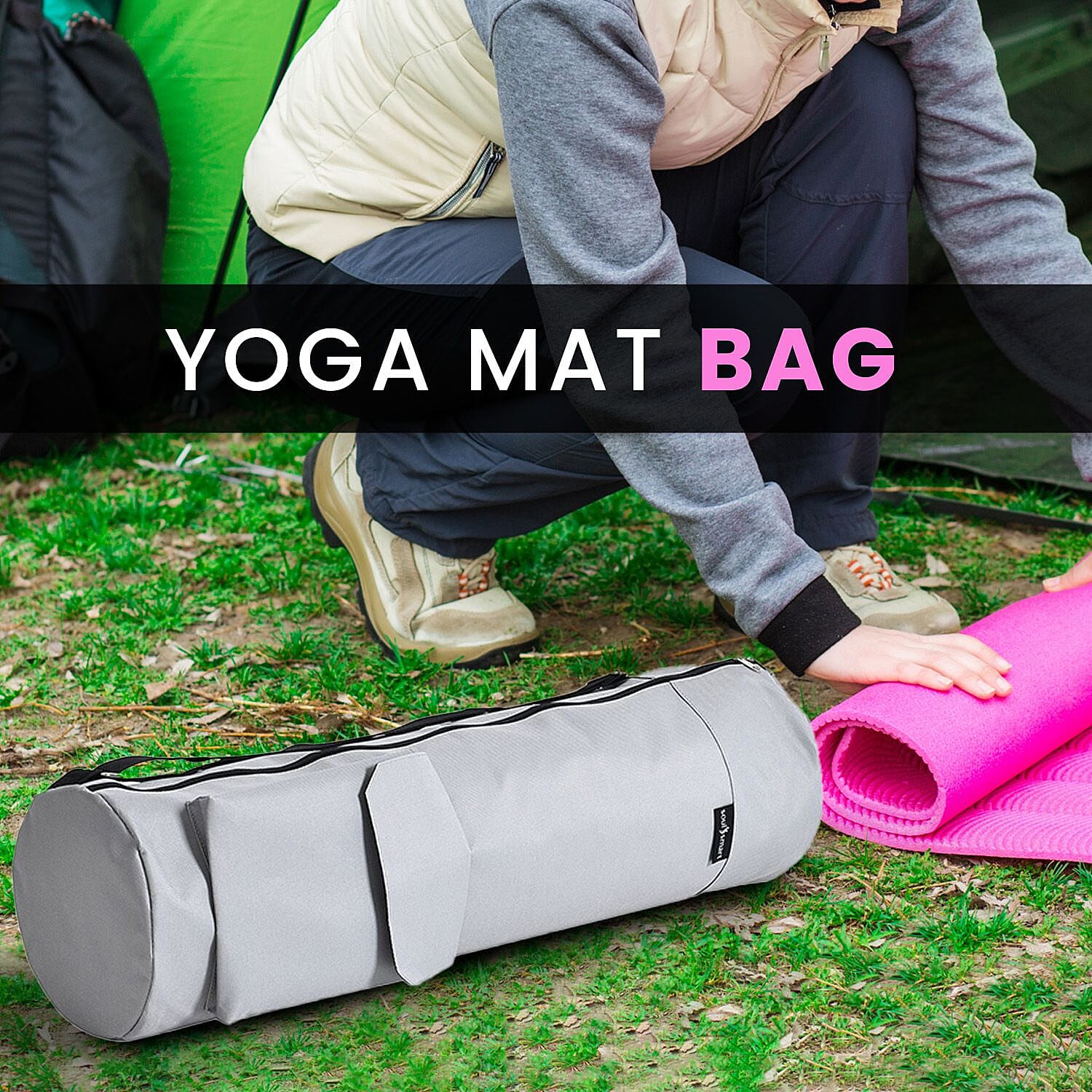 Soul Smart Solid Yoga Bag With Shoulder Strap (Size 70x20 cm) - Light Grey 3891038 4
