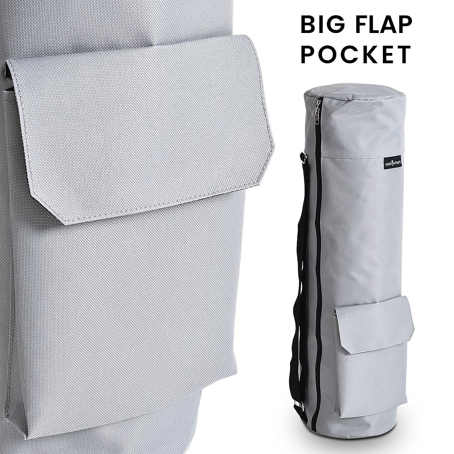 Soul Smart Solid Yoga Bag With Shoulder Strap (Size 70x20 cm) - Light Grey 3891038 5