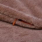 2 in 1 Fleece Blanket with Separate Cushion Cover (Size 170x130 Cm) and Cushion Cover (Size 37 Cm) - Brown