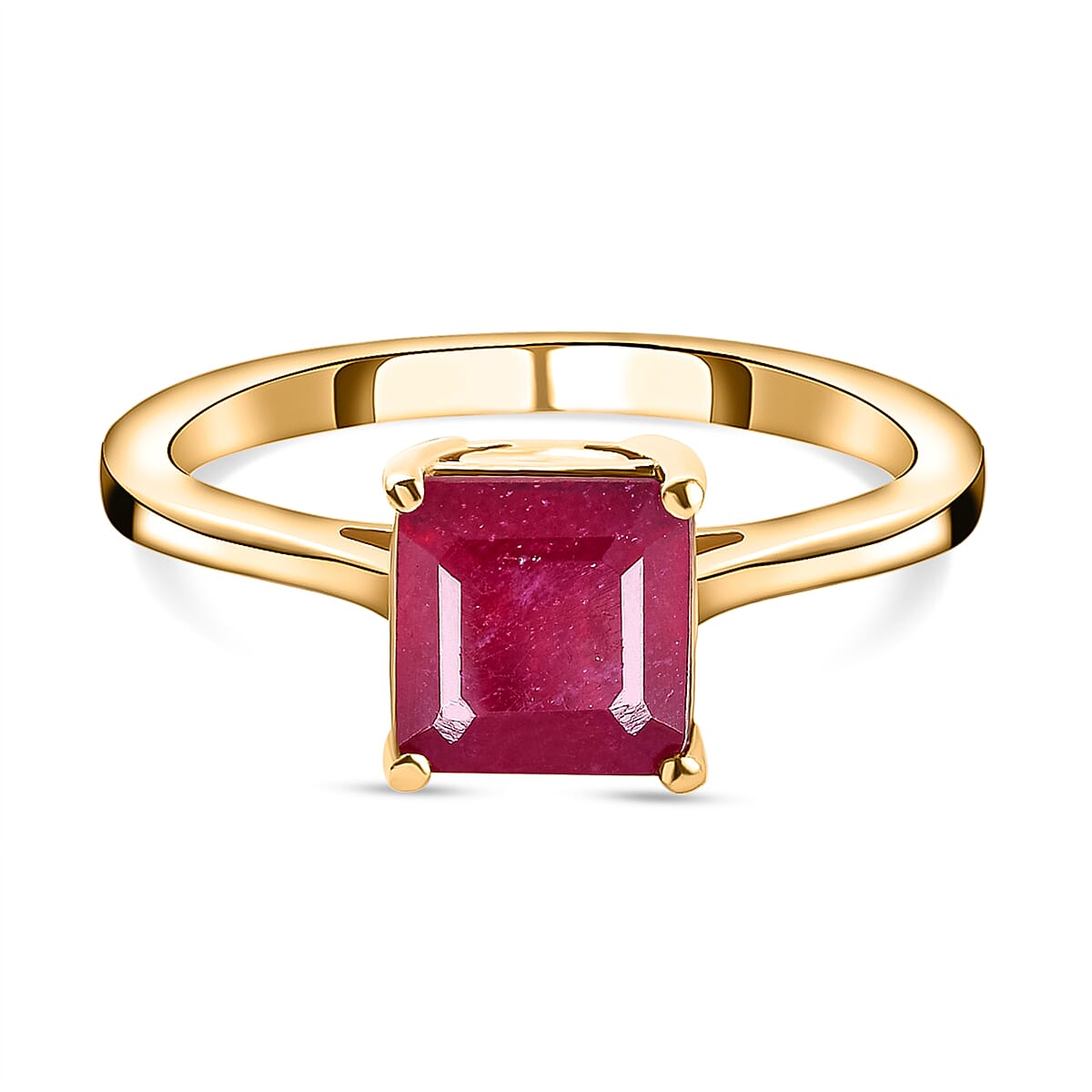 Solitaire African Ruby Ring in Gold Plated Sterling Silver 2.58 Ct. 8728205 0