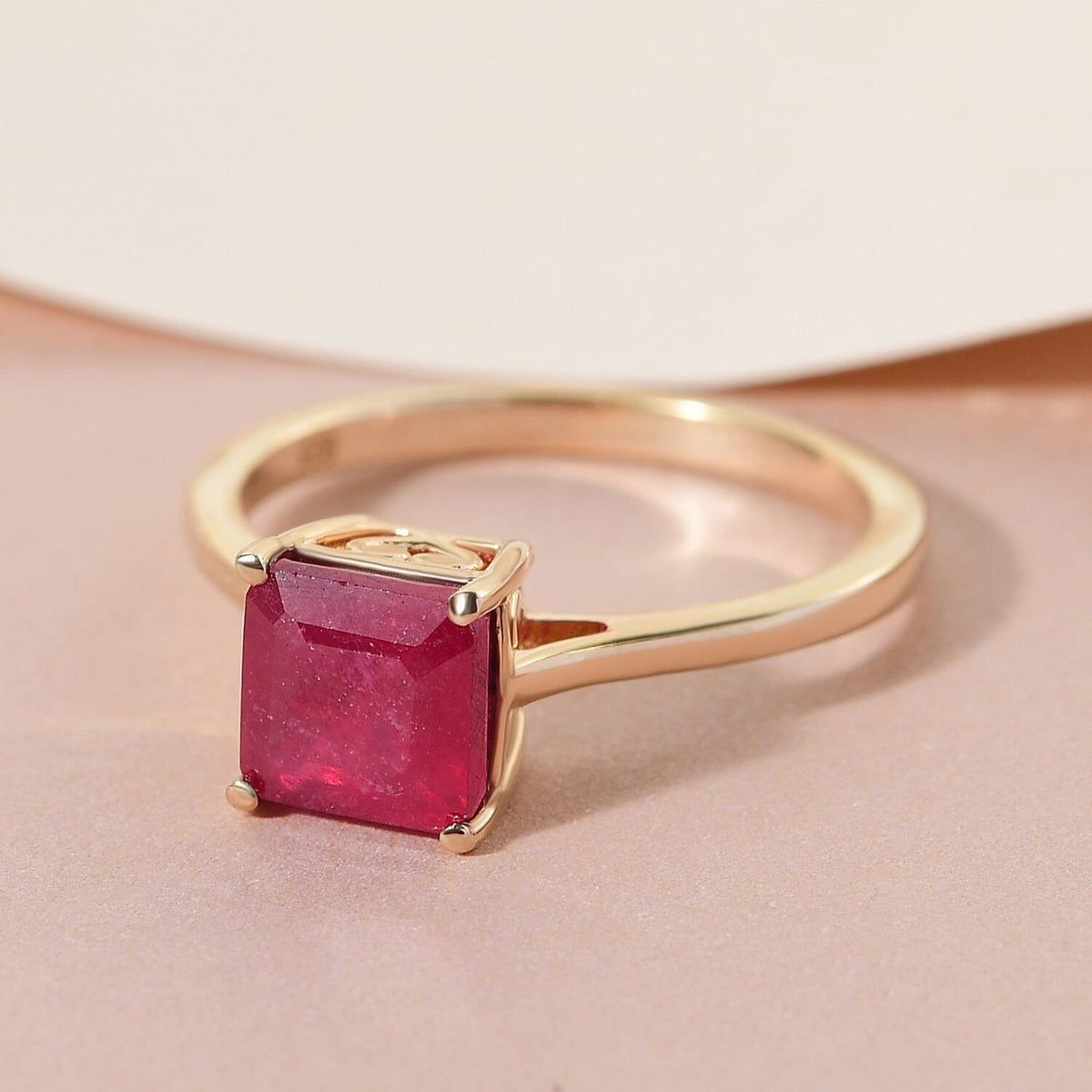 Solitaire African Ruby Ring in Gold Plated Sterling Silver 2.58 Ct. 8728205 2