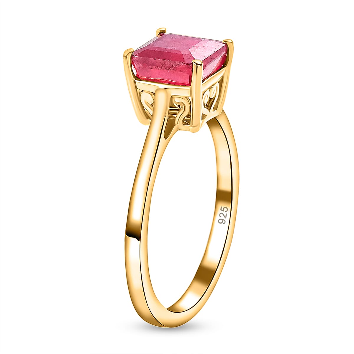 Solitaire African Ruby Ring in Gold Plated Sterling Silver 2.58 Ct. 8728205 4
