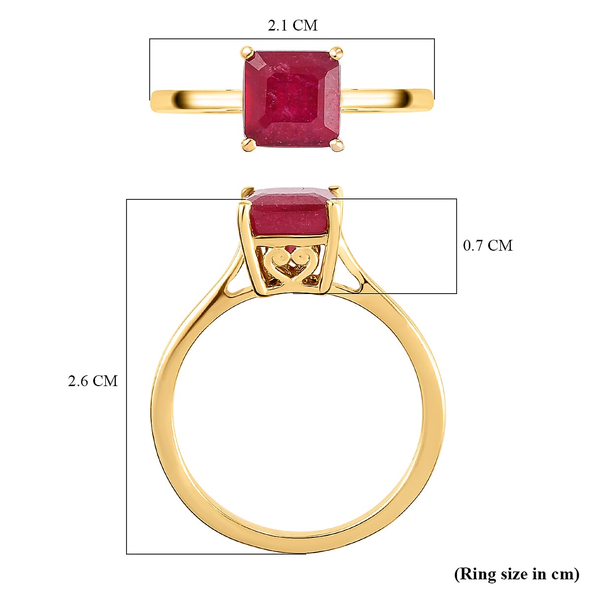 Solitaire African Ruby Ring in Gold Plated Sterling Silver 2.58 Ct. 8728205 6