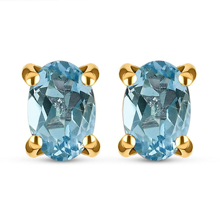 Solitaire Aquamarine Stud Earrings in Gold Plated Sterling Silver 8732319 1
