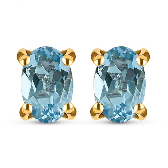 Solitaire Aquamarine Stud Earrings in Gold Plated Sterling Silver 8732319 1