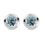 Espirito Santo Aquamarine Stud Earrings (with Push Back) in Platinum Overlay Sterling Silver 1.00 Ct.