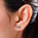 Espirito Santo Aquamarine Stud Earrings (with Push Back) in Platinum Overlay Sterling Silver 1.00 Ct.