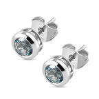 Espirito Santo Aquamarine Stud Earrings (with Push Back) in Platinum Overlay Sterling Silver 1.00 Ct.