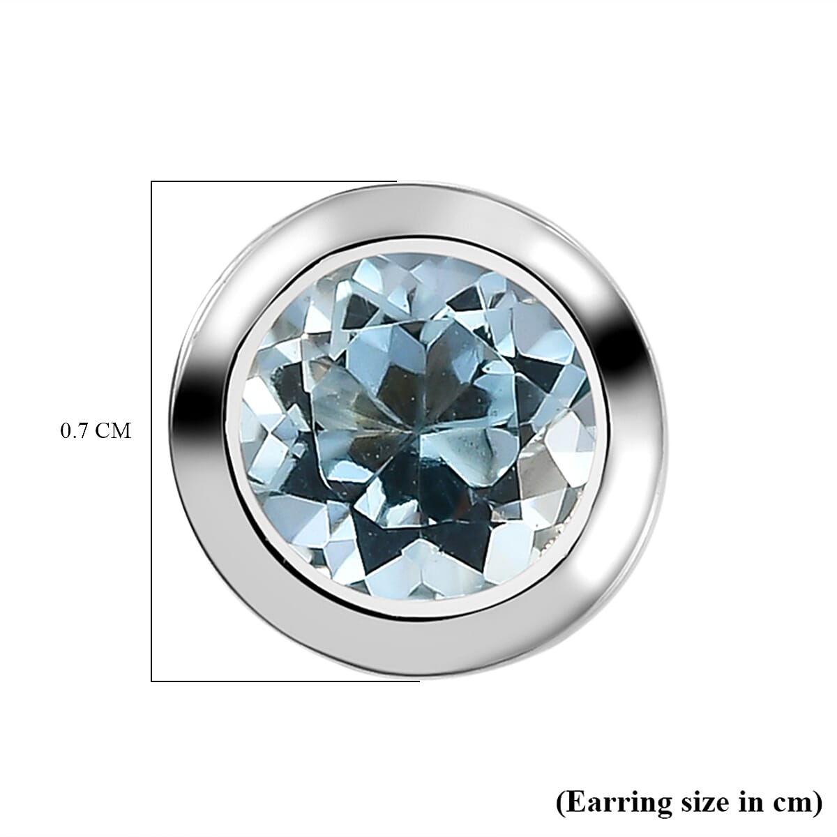 Solitaire Aquamarine Stud Earrings in Platinum Plated Sterling Silver 8836004 5