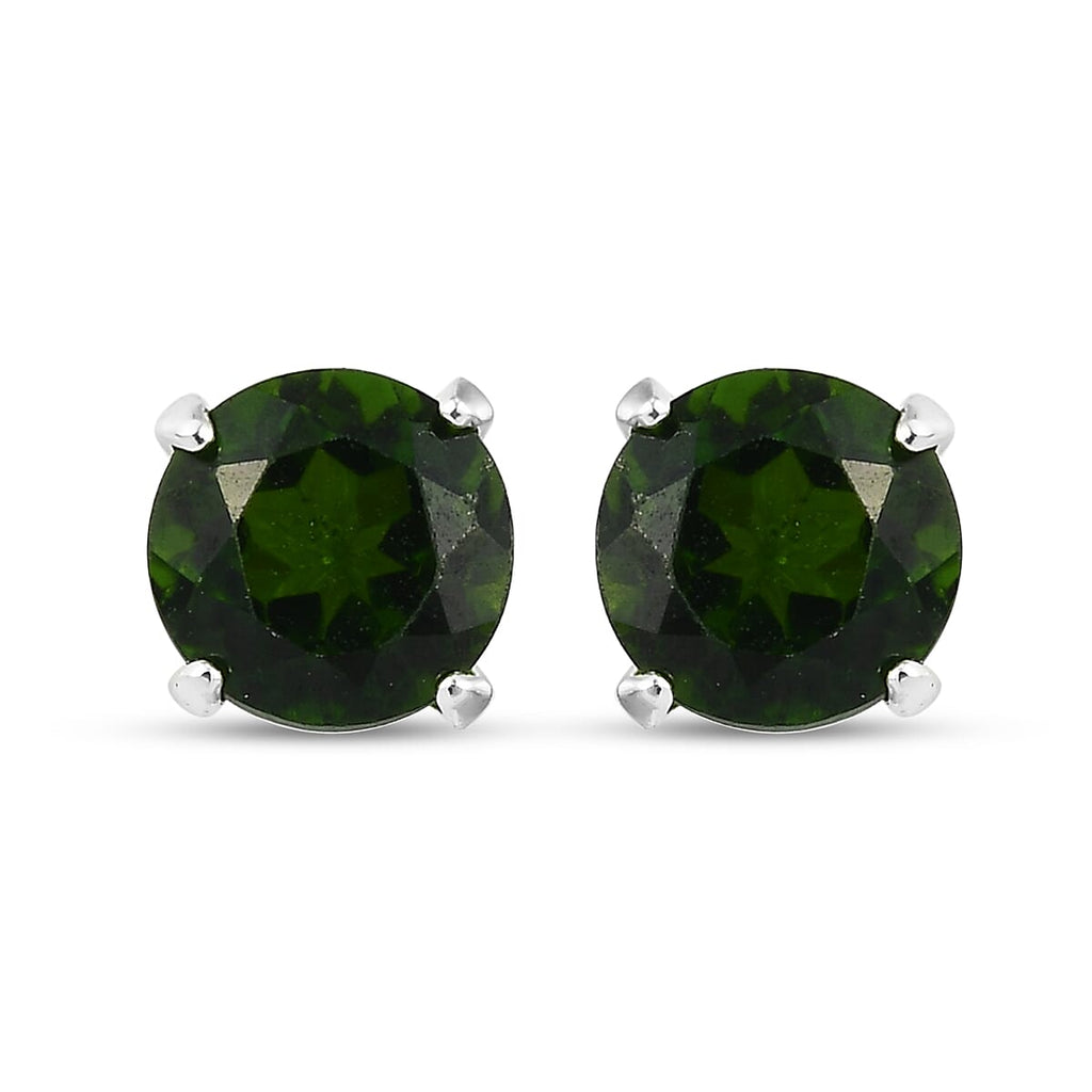 Chrome Diopside Stud Earrings (with Push Back) in Sterling Silver 1.15 Ct.