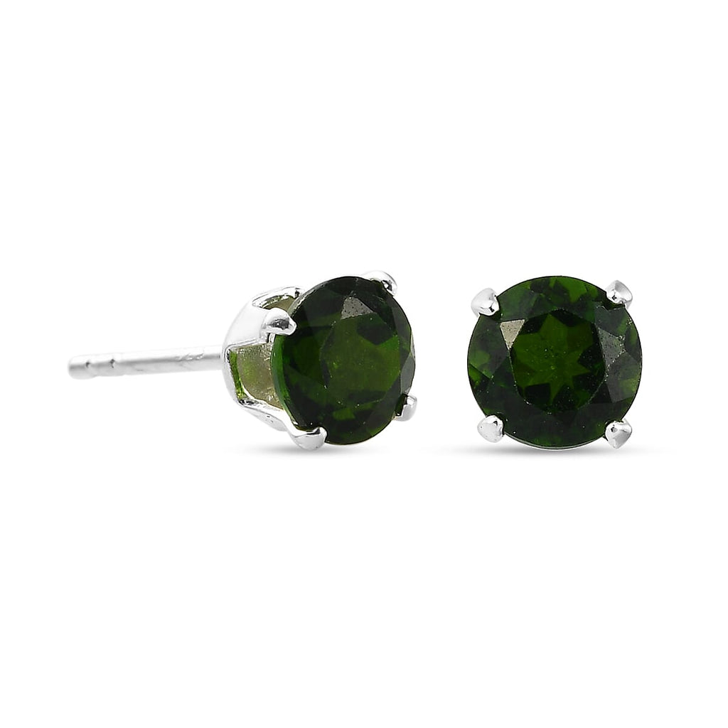 Chrome Diopside Stud Earrings (with Push Back) in Sterling Silver 1.15 Ct.