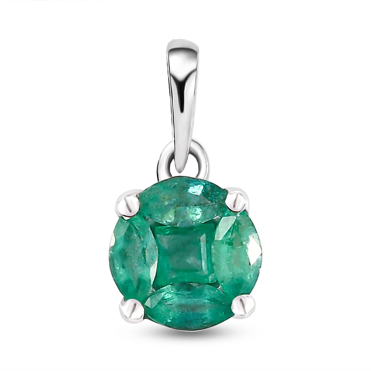 Solitaire Premium Emerald Pendant in Platinum Plated Sterling Silver 8732668 0