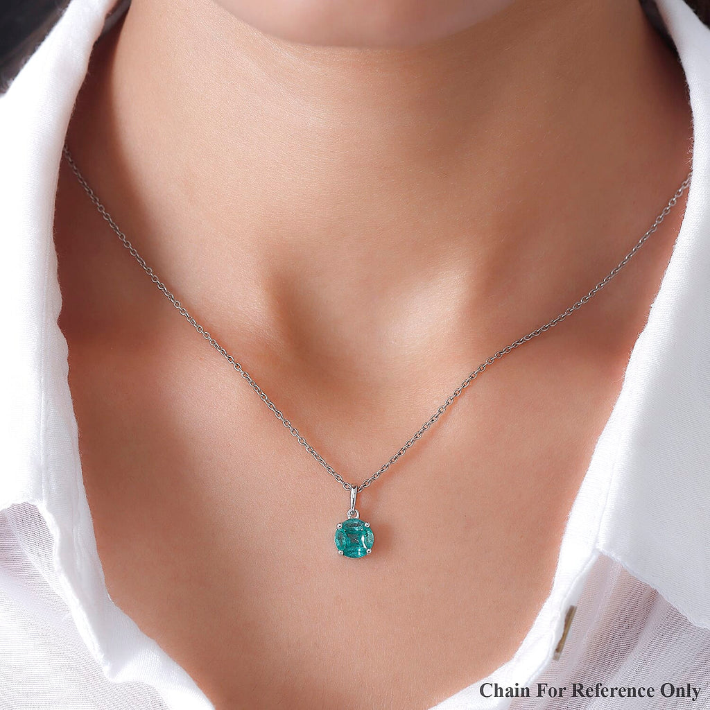 Premium Emerald Pendant in Platinum Overlay Sterling Silver 1.00 Ct