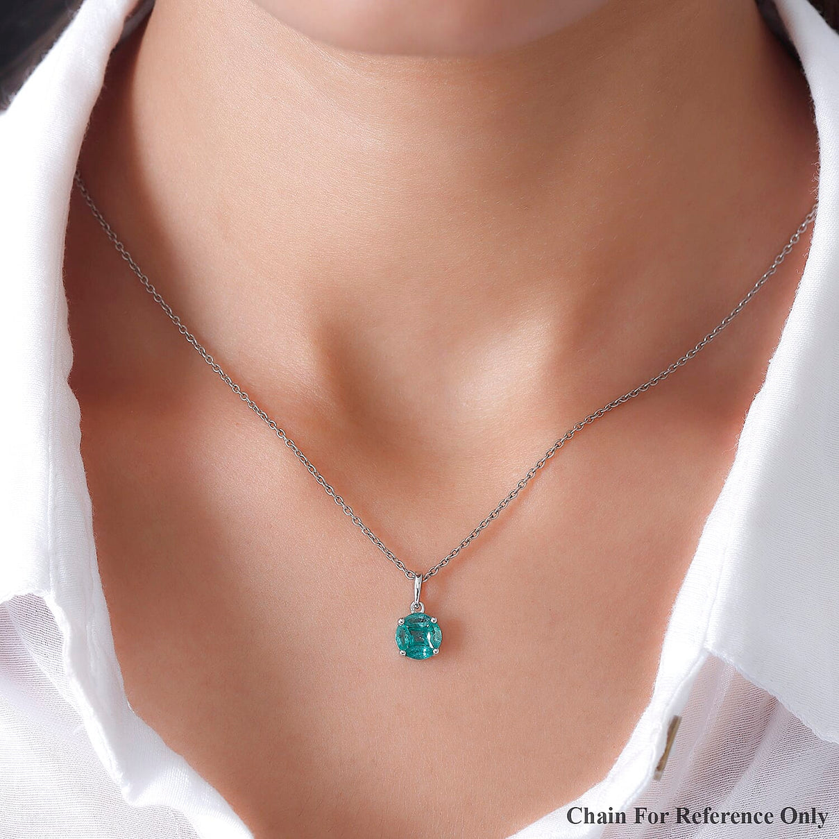 Solitaire Premium Emerald Pendant in Platinum Plated Sterling Silver 8732668 2