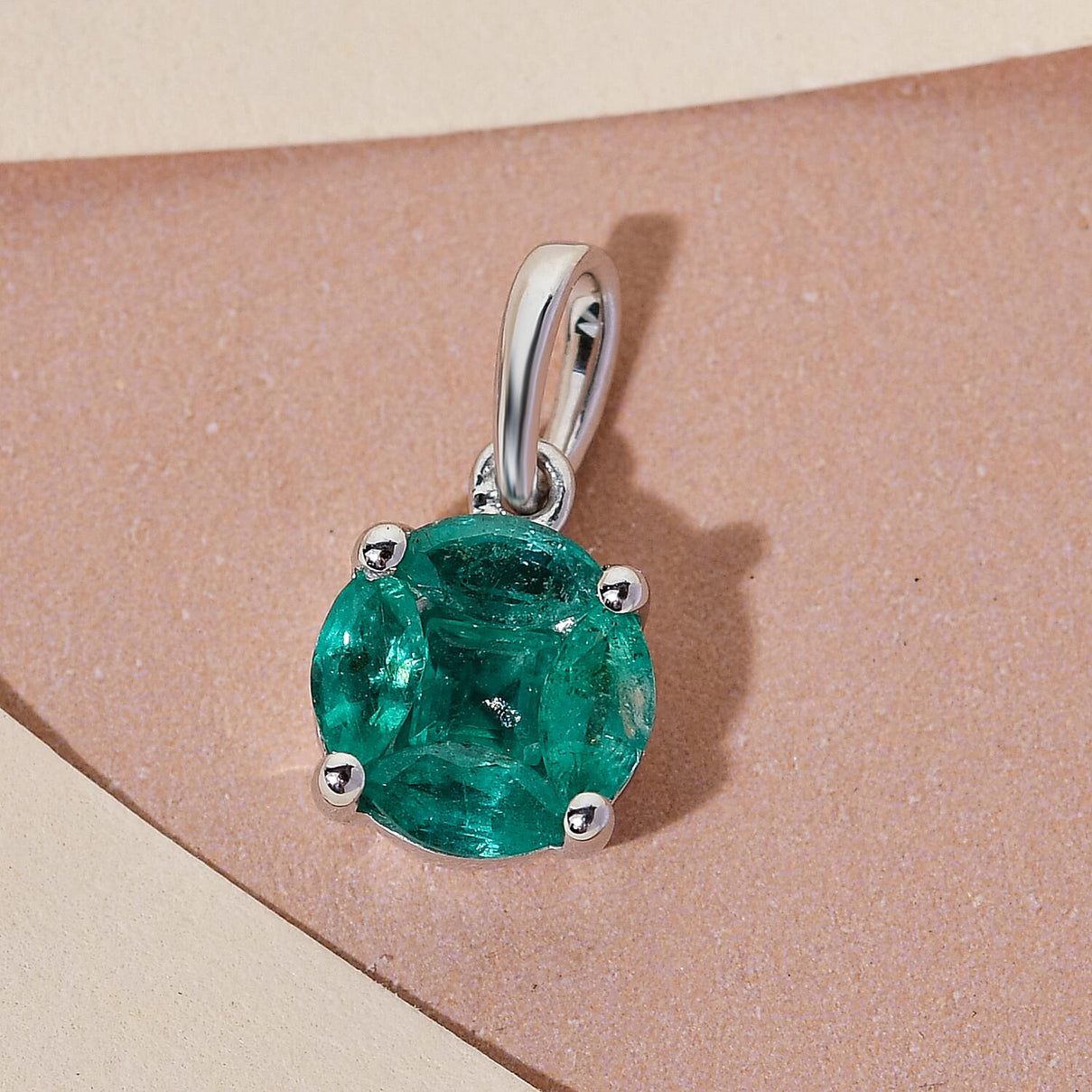 Solitaire Premium Emerald Pendant in Platinum Plated Sterling Silver 8732668 3