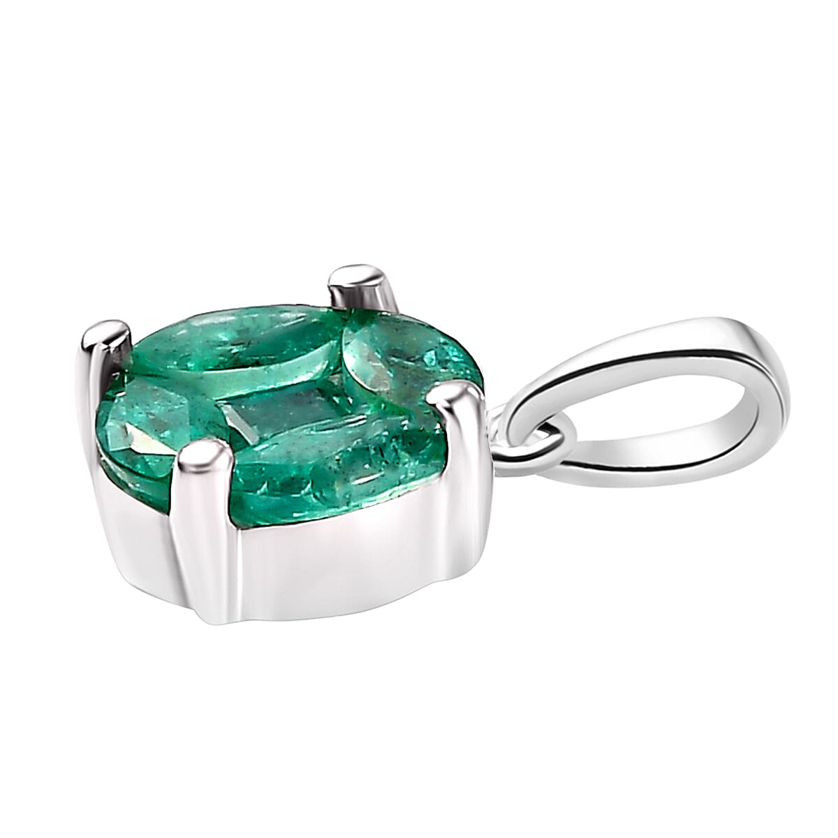 Solitaire Premium Emerald Pendant in Platinum Plated Sterling Silver 8732668 4