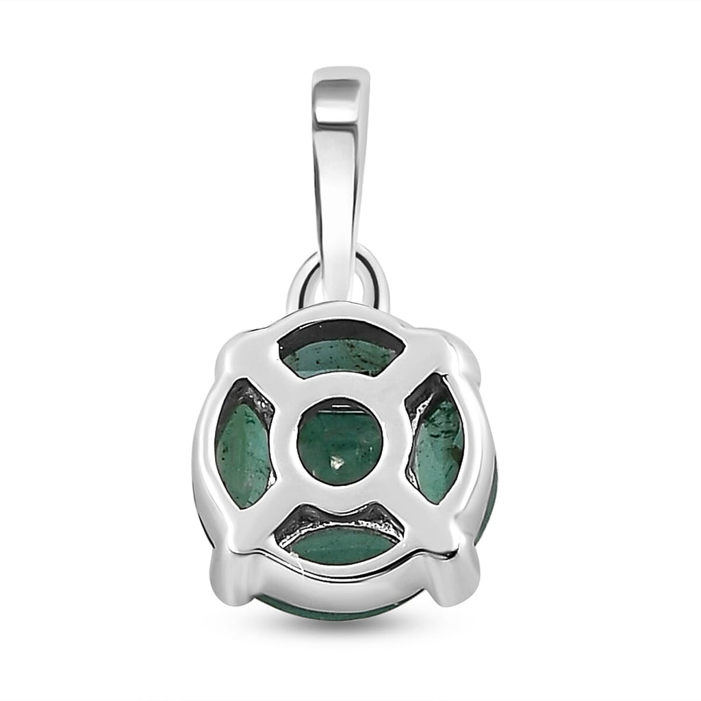 Premium Emerald Pendant in Platinum Overlay Sterling Silver 1.00 Ct